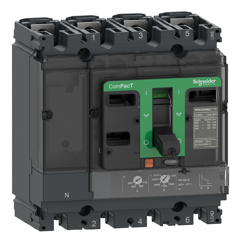 Schneider MCCB - 100A, 4 Pole, 36kA, 415VAC (C10F4TM100)