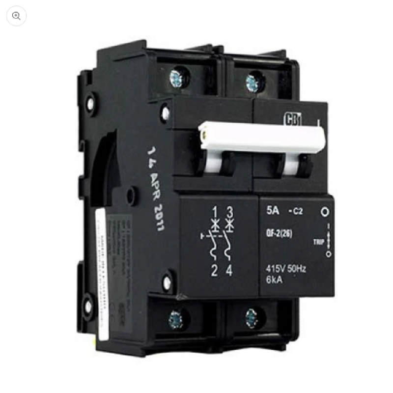 CBI QF-2(26) 60A 2P MCB - Mini-Rail, 6 kA, Curve 2