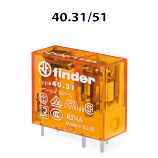 Finder Mini PCB Relay - 10A, 1CO, 230VAC