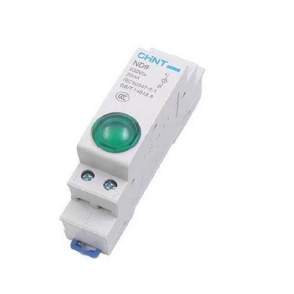 Chint Single LED Indicator - Green, 230V AC, 18mm, DIN (ND9-1/G-230)
