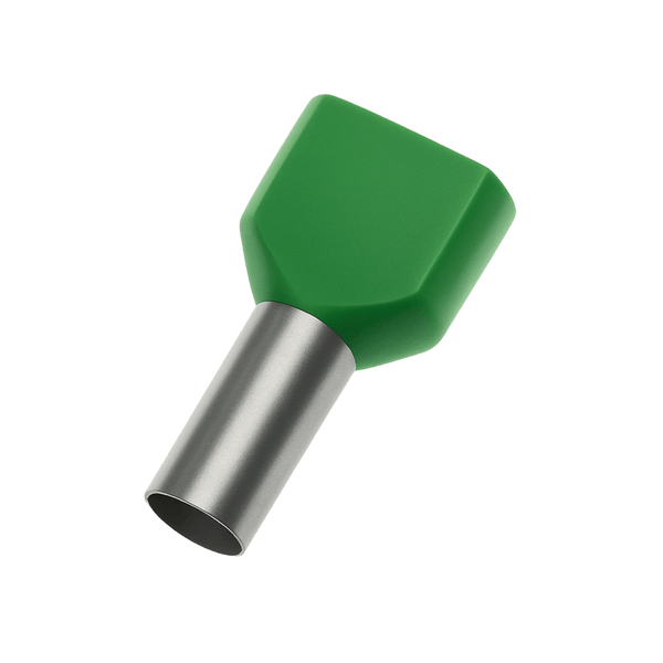 Jeesoon Insulated Bootlace Ferrule - Twin 2 x 6.0mm², 14mm Long, Green (Pack of 100)