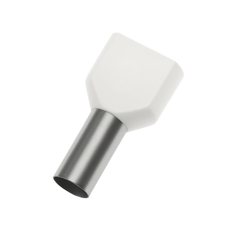 Jeesoon Insulated Bootlace Ferrule - Twin 2 x 16mm², 16mm Long, White (Pack of 50)