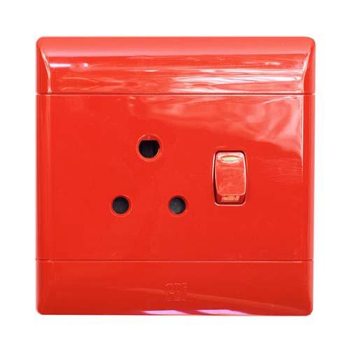 CBI Red Single Switched Socket Outlet (4×4, 16 A)