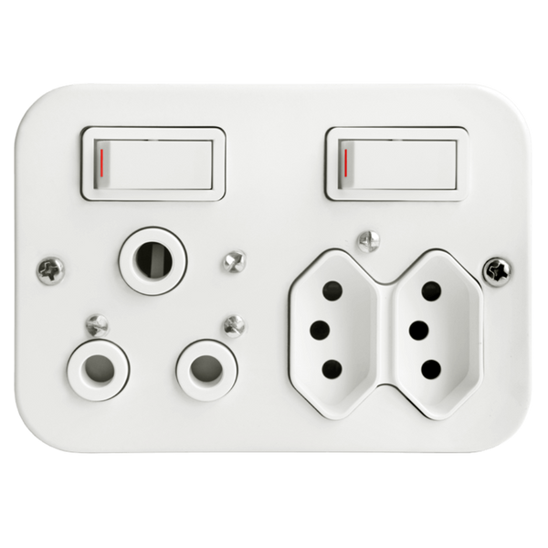 Crabtree Industrial Combo SSO - 1×16A RSA + 2×IEC Sockets, 119×83 mm, Steel, White