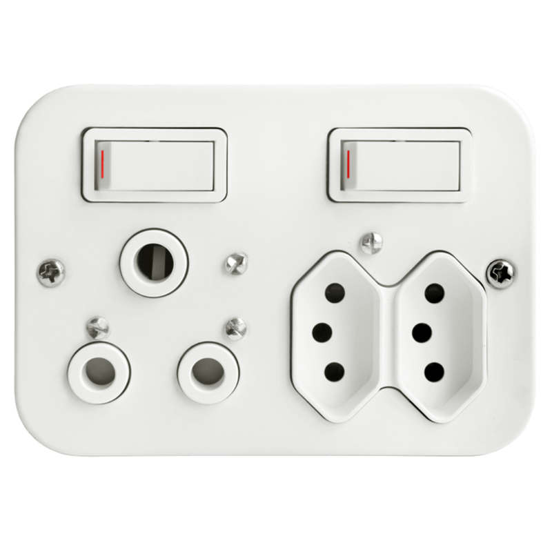 Crabtree Industrial Combo SSO - 1×16A RSA + 2×IEC Sockets, 119×83 mm, Steel, White