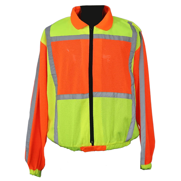 Reflective Safety Jacket with Sleeves - Lime & Orange (Size M)
