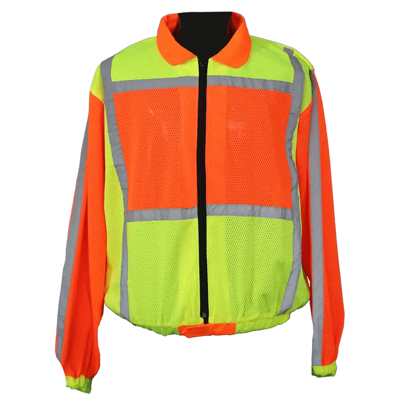 Reflective Safety Jacket with Sleeves - Lime & Orange (Size XL)