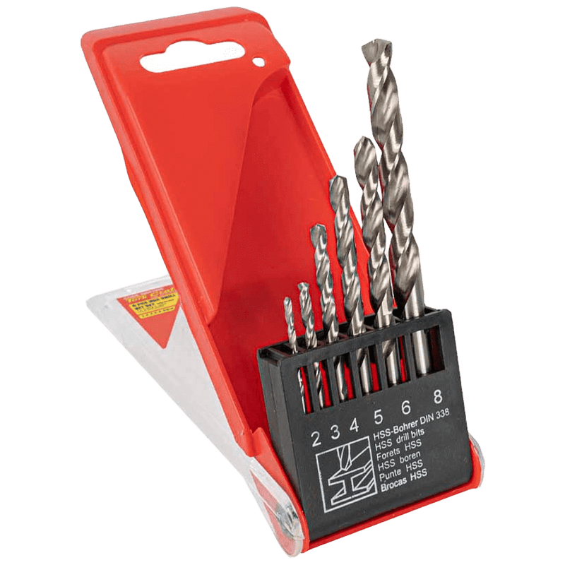 Tork Craft 6‑Piece HSS Ground Drill Bit Set (2-8 mm)