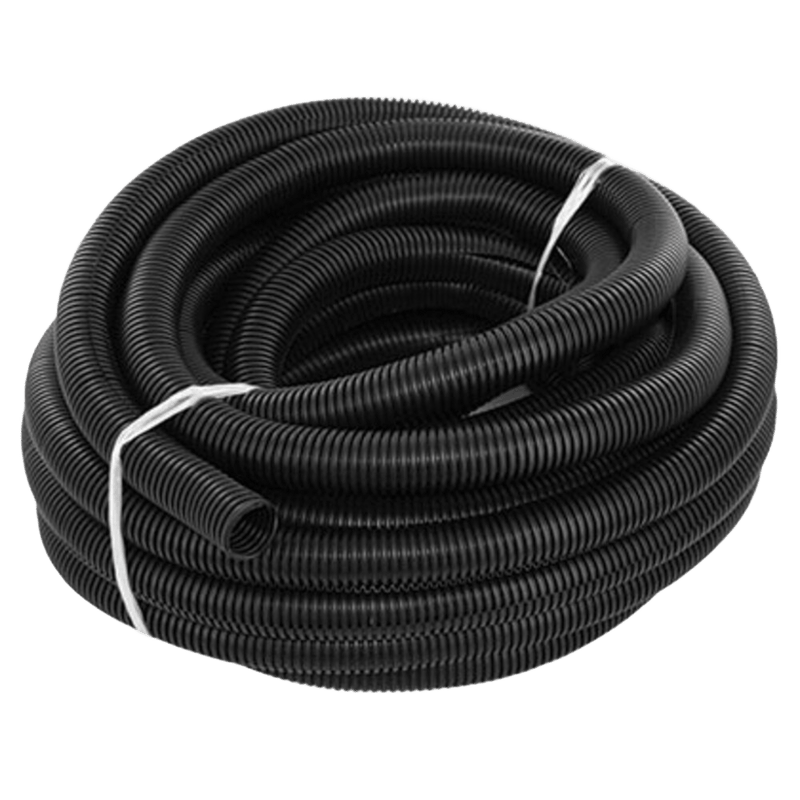 Black 29 mm ID / 33 mm OD Slit PP Convoluted Tubing (Per Meter)