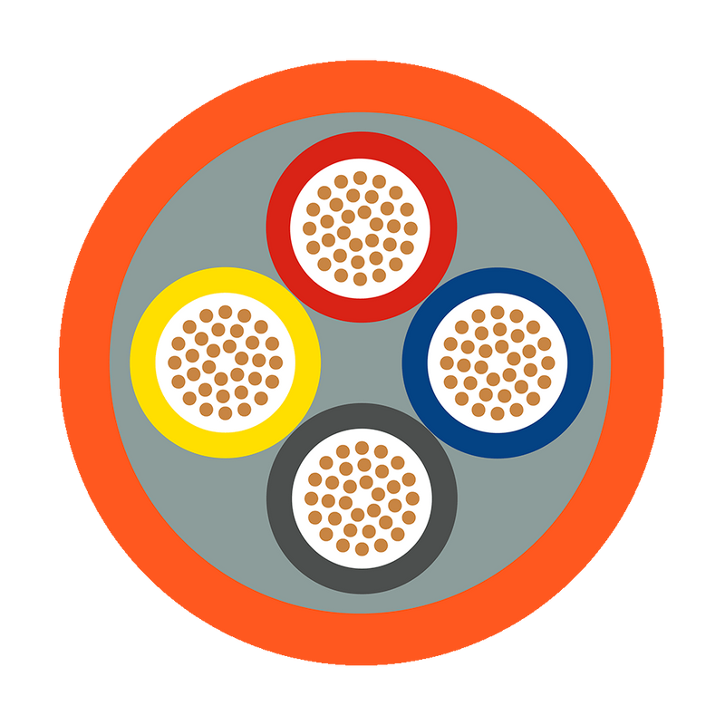 PVC Nitrile Trailing Cable 2.5 mm² × 4 Cores, Orange - 600/1000 V (23 A)