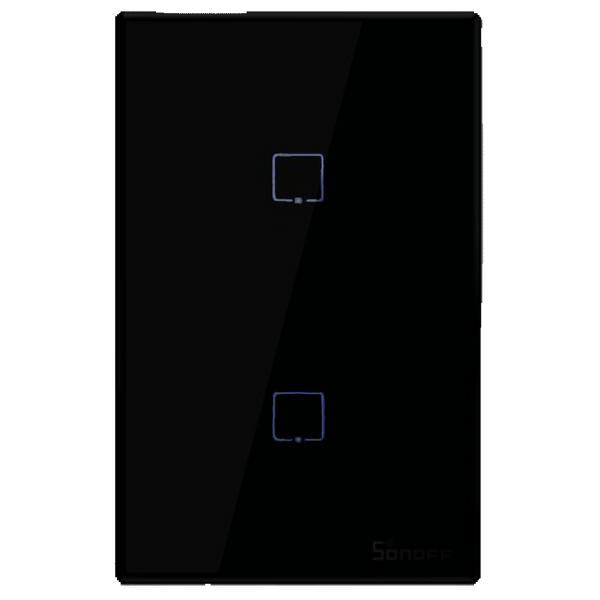 Sonoff 2-Lever (2 Gang) Touch Switch - Black, Wi-Fi & RF, 2.4 GHz