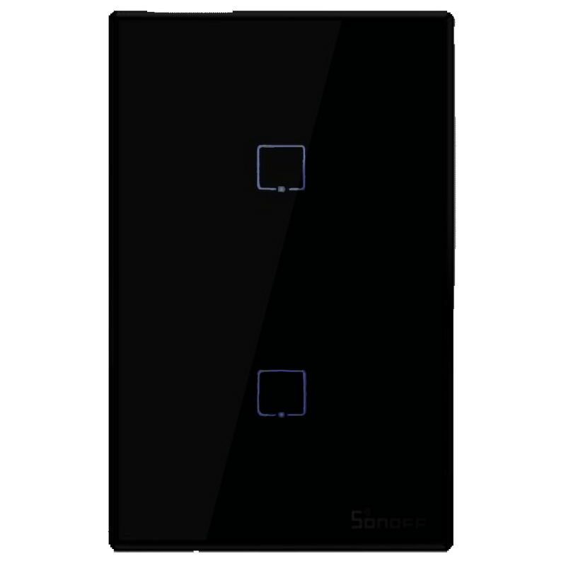 Sonoff 2-Lever (2 Gang) Touch Switch - Black, Wi-Fi & RF, 2.4 GHz
