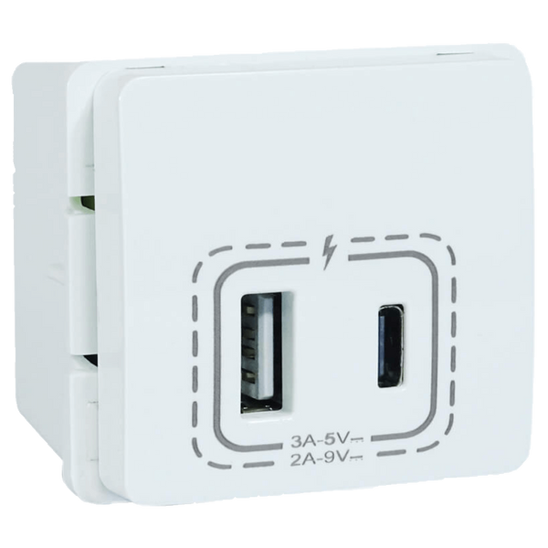 Veti 1 - 18W Combined USB-A & USB-C Socket Outlet White