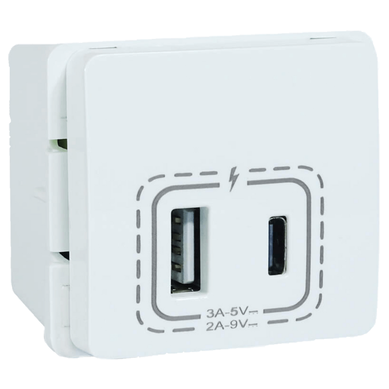 Veti 1 - 18W Combined USB-A & USB-C Socket Outlet White