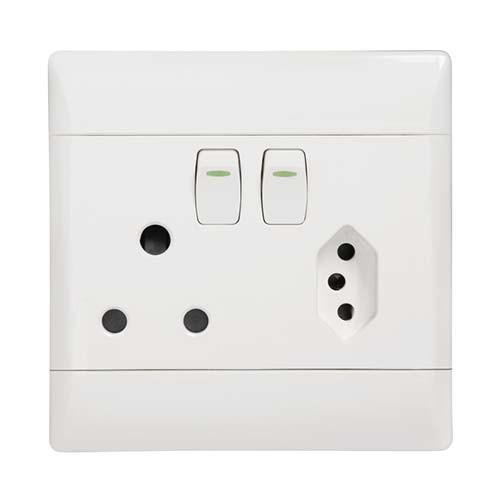 CBI Combo SSO 1x16A RSA + 1x16A V-Slim 4×4 White