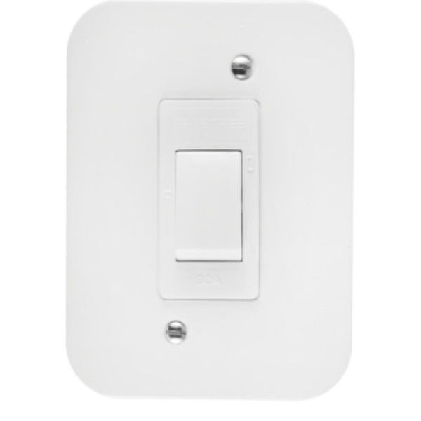 Crabtree Classic Industrial 30 A Isolator - 2‑Pole, Surface Mount, 119 × 83 mm, White