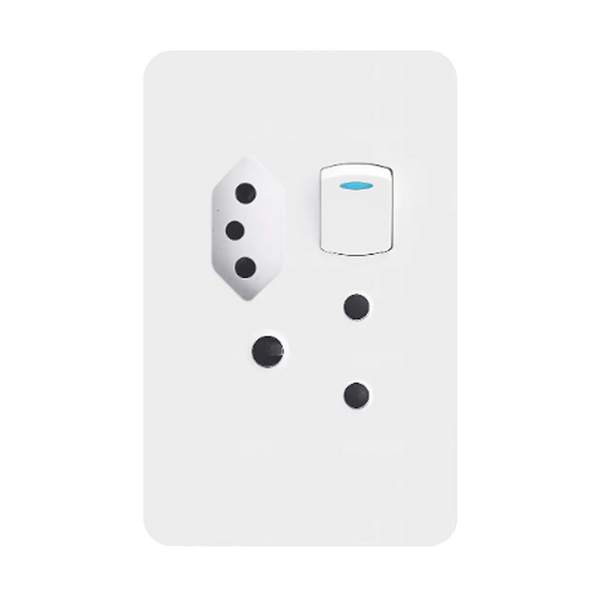 Chint SA/Euro Combined Switched Socket - 16A, 4×2