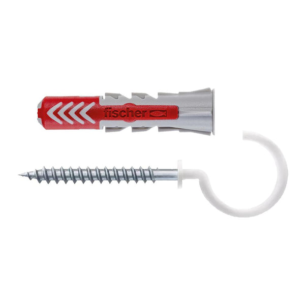 Fischer DuoPower 8 x 40 RH Wall Plug with Nylon-Coated Round Hook