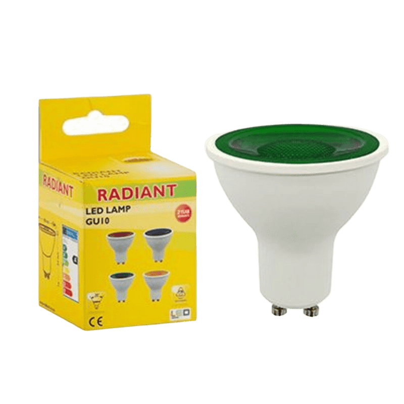 Radiant GU10 5W Green LED Lamp