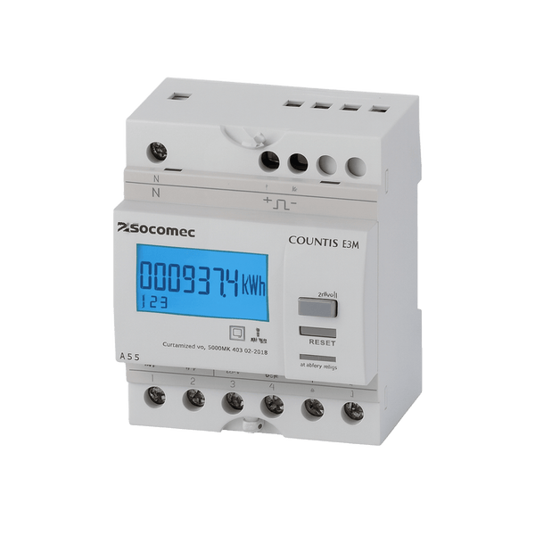SOCOMEC COUNTIS E20 - 63 A Three-Phase kWh Meter (DIN‑Rail, Pulse Output)