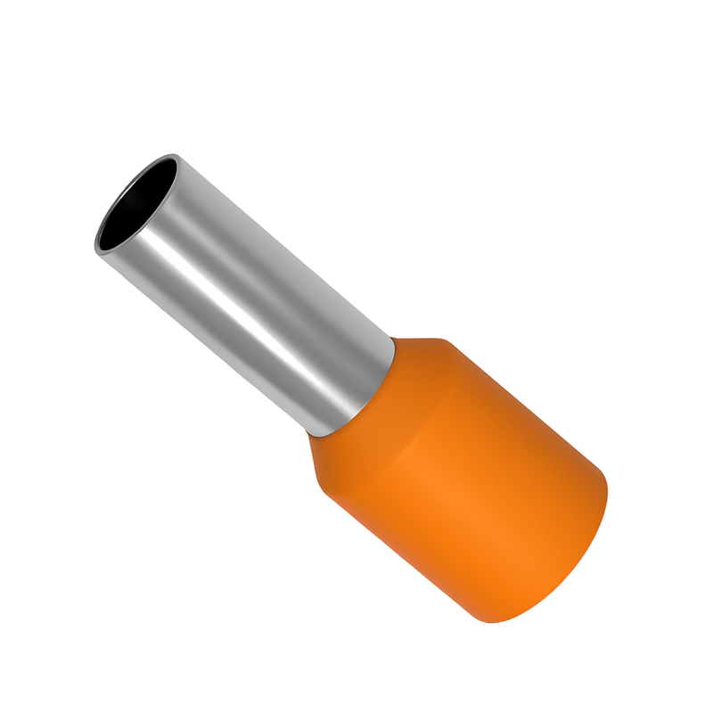 Jeesoon Insulated Bootlace Ferrule - 4.0mm², 10mm Long, Orange (Each)