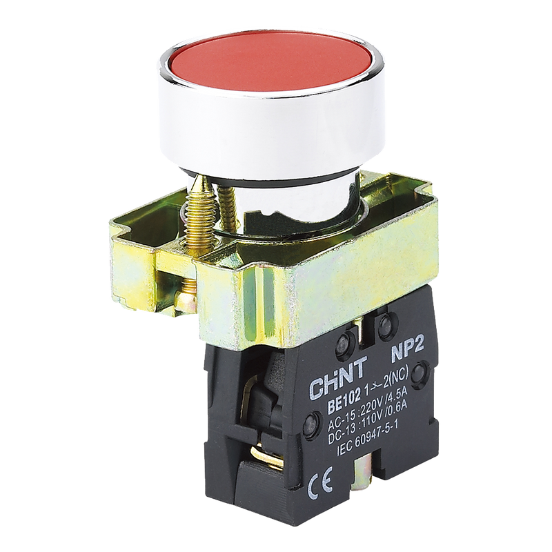 Chint Pushbutton - Metal Head, Red, 1NO Contact (Complete Unit)