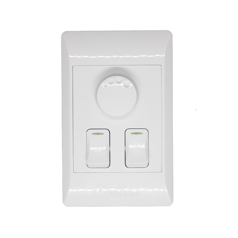 Chint Condere 2 Lever Switch & Rotary Dimmer - 4×2