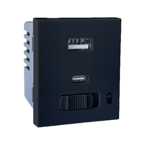 Onesto Matrix Black SSO Socket Module with USB A & USB-C