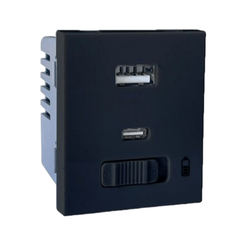 Onesto Matrix Black SSO Socket Module with USB A & USB-C