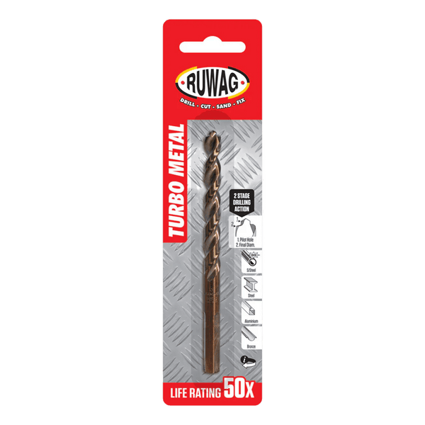 Ruwag 5 mm Turbo Metal Drill Bit - HSS Steel, X30 Life (Carded)