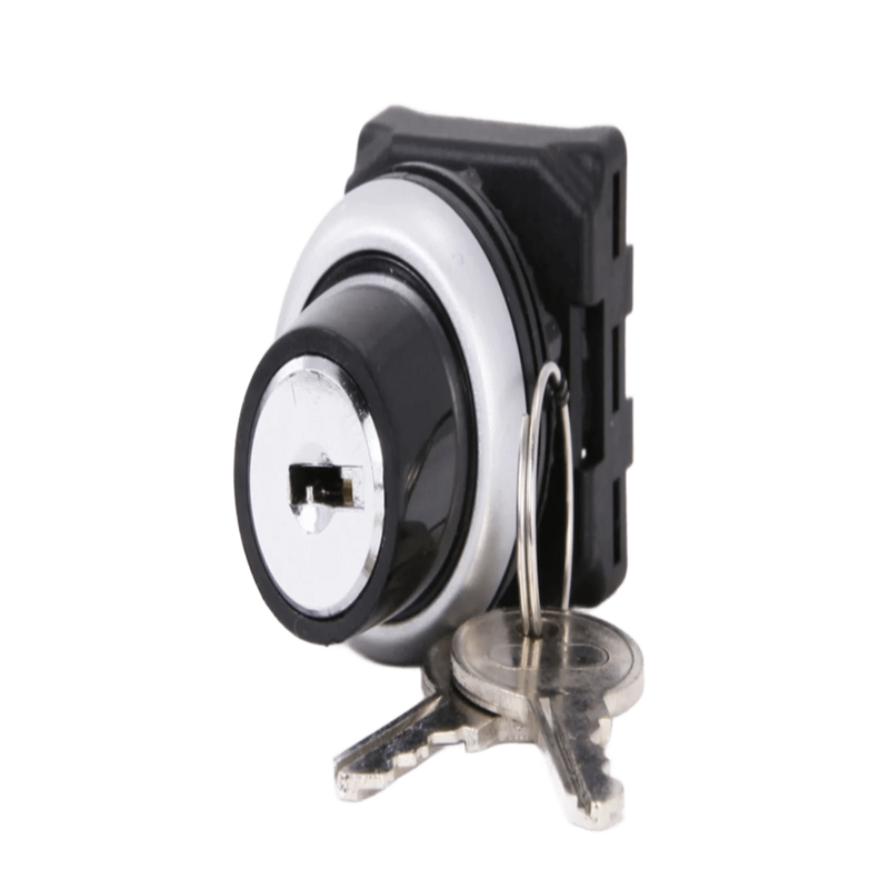 Riken Key Switch - Flush Mount, 22mm Round, 2-Position Maintained, 1N/O + 1N/C