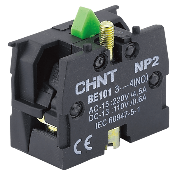 Chint Contact Block - Green, 1NO