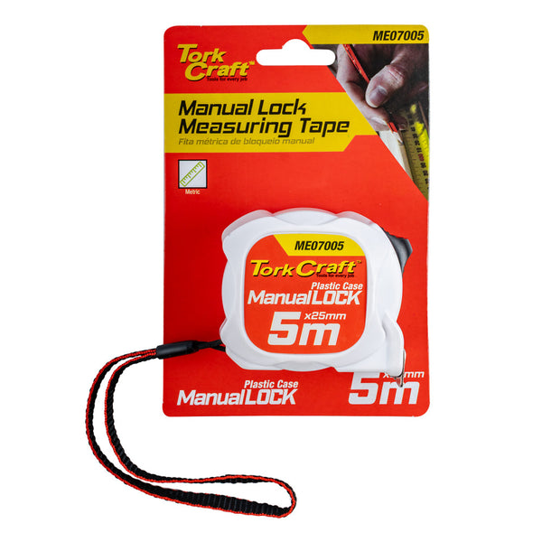 Tork Craft Measuring Tape - 5m × 25mm, Metal Blade, Self-Lock