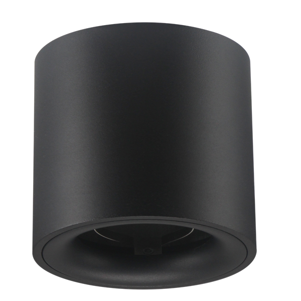 MES GU10 Minos Black Downlighter - IP20, Aluminium Tube Round (Ø80 × H115mm)