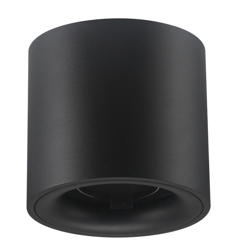 MES GU10 Minos Black Downlighter - IP20, Aluminium Tube Round (Ø80 × H115mm)