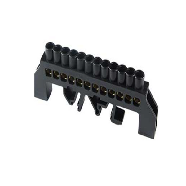12-Way Black Neutral Bar - 6x9mm, 16mm DIN Mount