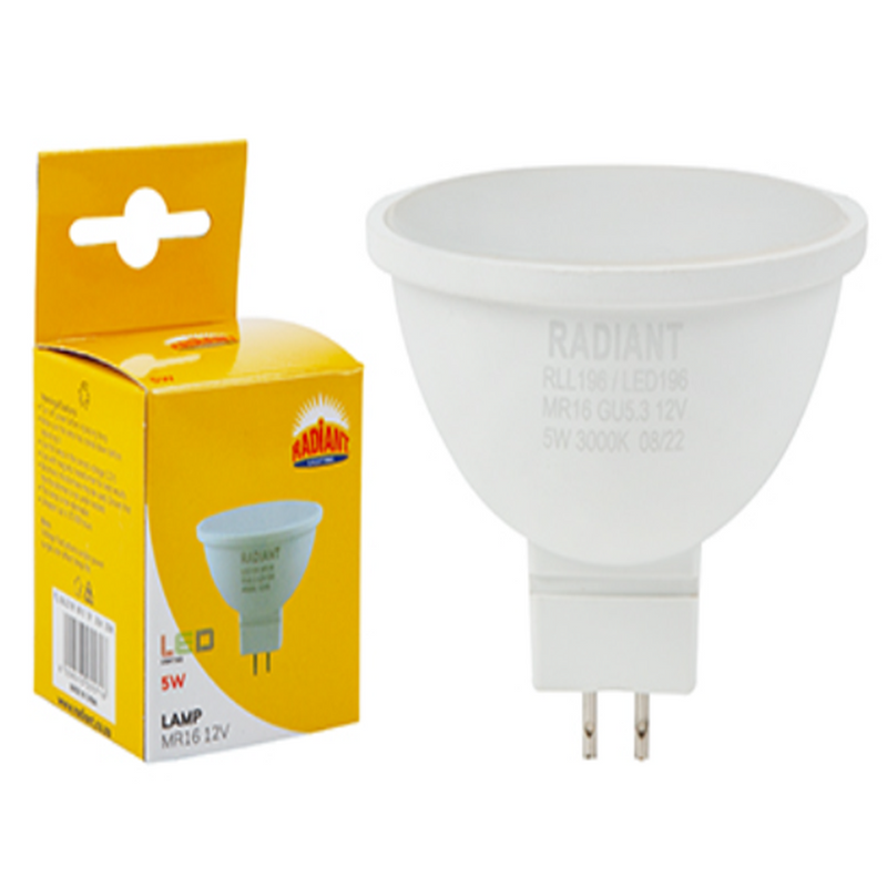 Radiant LED MR16 12 V DC 5 W 4000 K Non‑Dimmable With Opal Lens