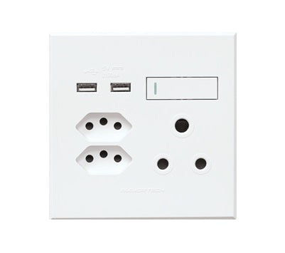 VETI 3 - COMBO SSO 1 X 16A RSA, 2 X 16A V-SLIM, 2 X USB 4X4 WHITE