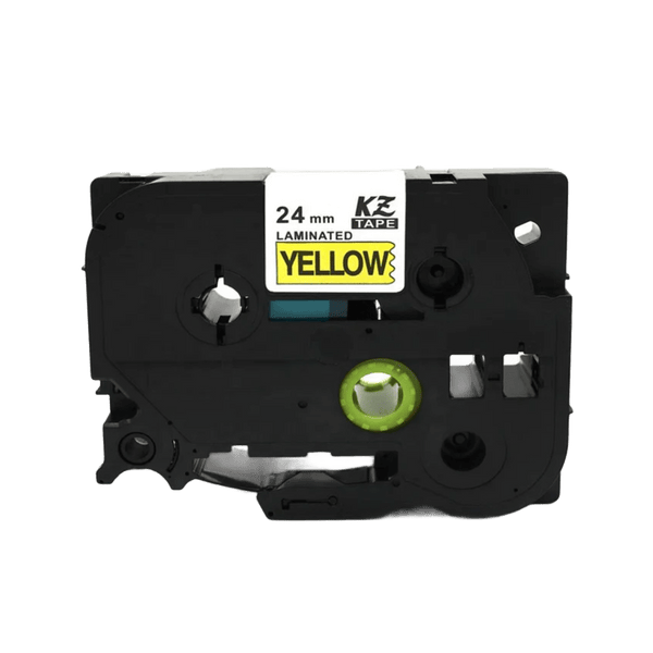 Brother 24mm Laminated Label Tape - Black Text on Yellow Background, 8m Roll