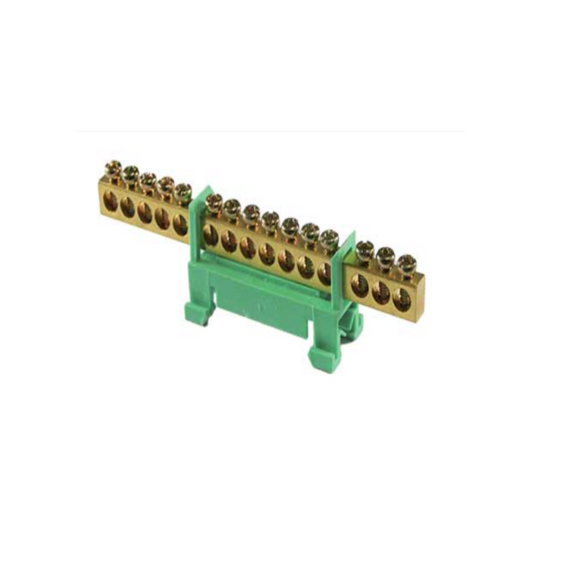 DIN Rail Neutral Bar - 12-Way, 75A, Green