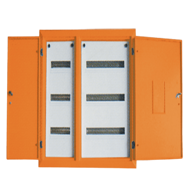 DB Surface 3×24 SAM 3-Phase Distribution Board - 2 Doors, Side JSO, Orange, IP55 Rated, Complete with Busbar