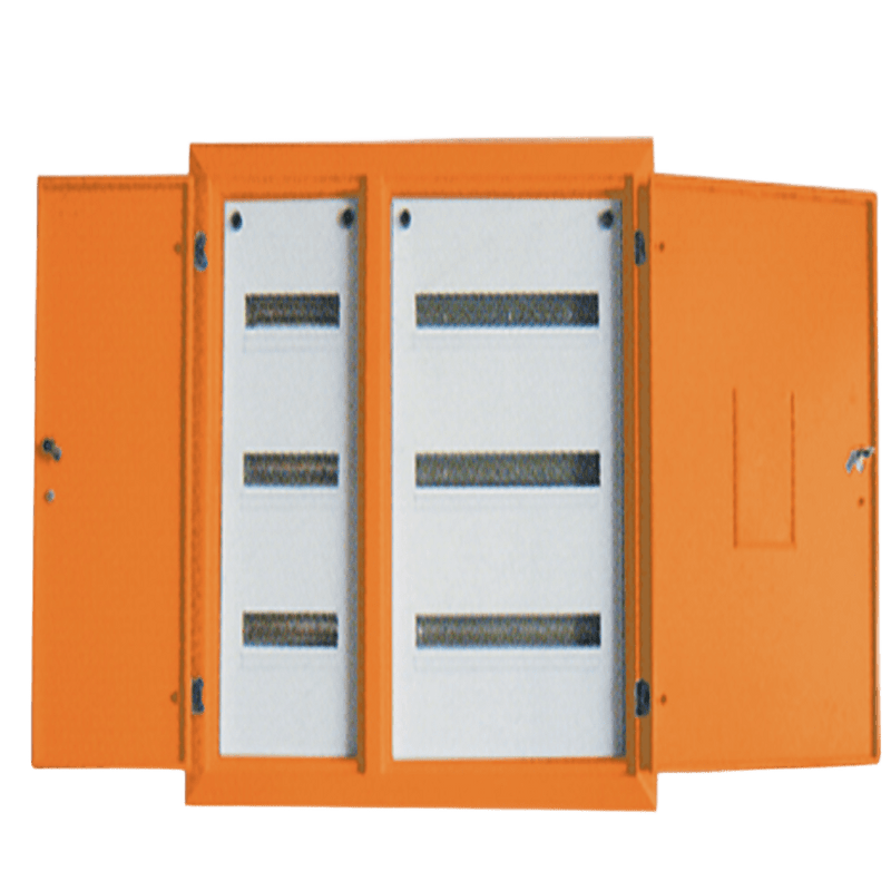 DB Surface 3×24 SAM 3-Phase Distribution Board - 2 Doors, Side JSO, Orange, IP55 Rated, Complete with Busbar