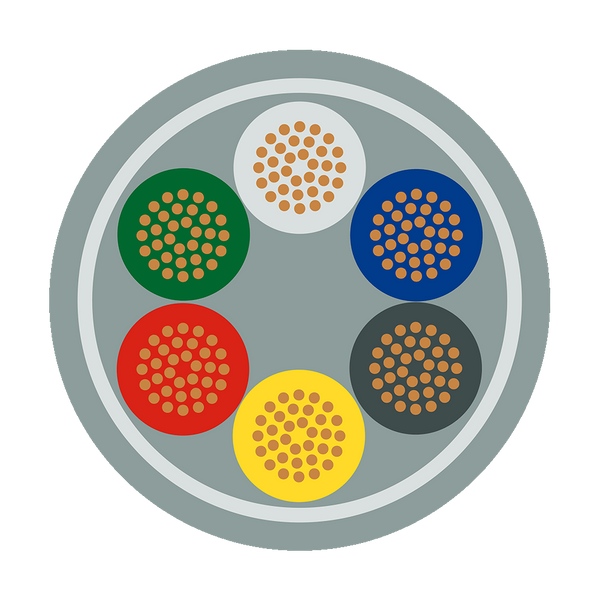 Mylar Control Cable - 1.5mm² × 3 Pair (6 Core), OAM/PVC, Grey, 300/500V