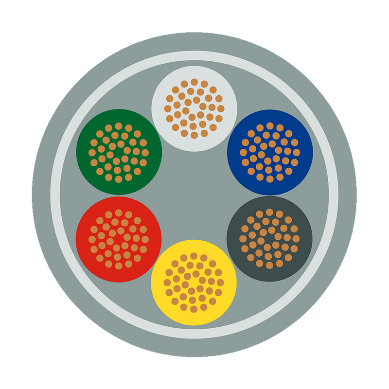 Mylar Control Cable - 0.22mm² × 3 Pair (6 Core), OAM/PVC, Grey, 300/500V