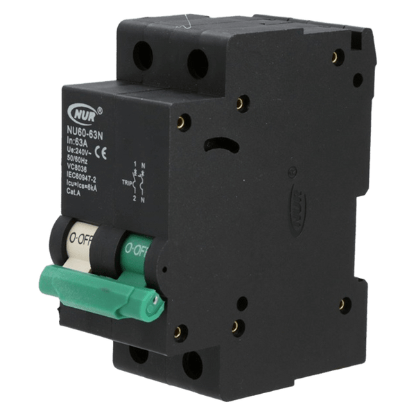 NUR 32A Double Pole Isolator Switch - Black