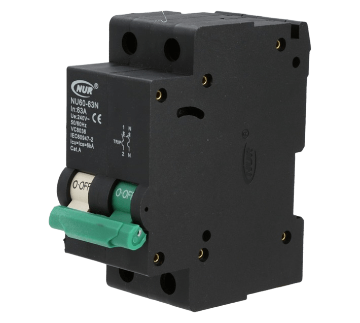 NUR 32A Double Pole Isolator Switch - Black