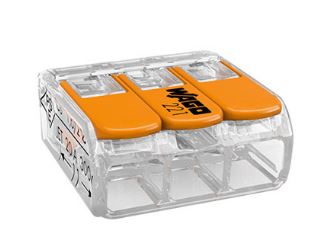 WAGO 3‑Way Splice Connector - 0.14 mm² to 4 mm², Orange