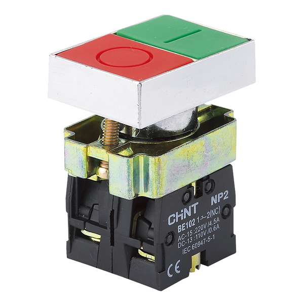 Chint Pushbutton - Square Double, Red + Green, 1NC + 1NO