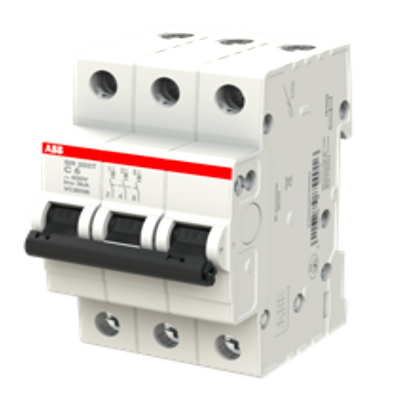 ABB 6 A 3‑Pole MCB - C‑Curve, 3 kA, DIN Rail Mount