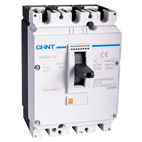 Chint MCCB - DC 250A, 3 Pole, TM Adjustable, 750V DC, 50kA, Frame 250S